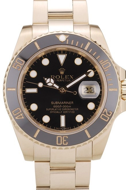 Aaa fake watches 98231 Black Ceramic Bezel Rolex Black Submariner Dial 0516